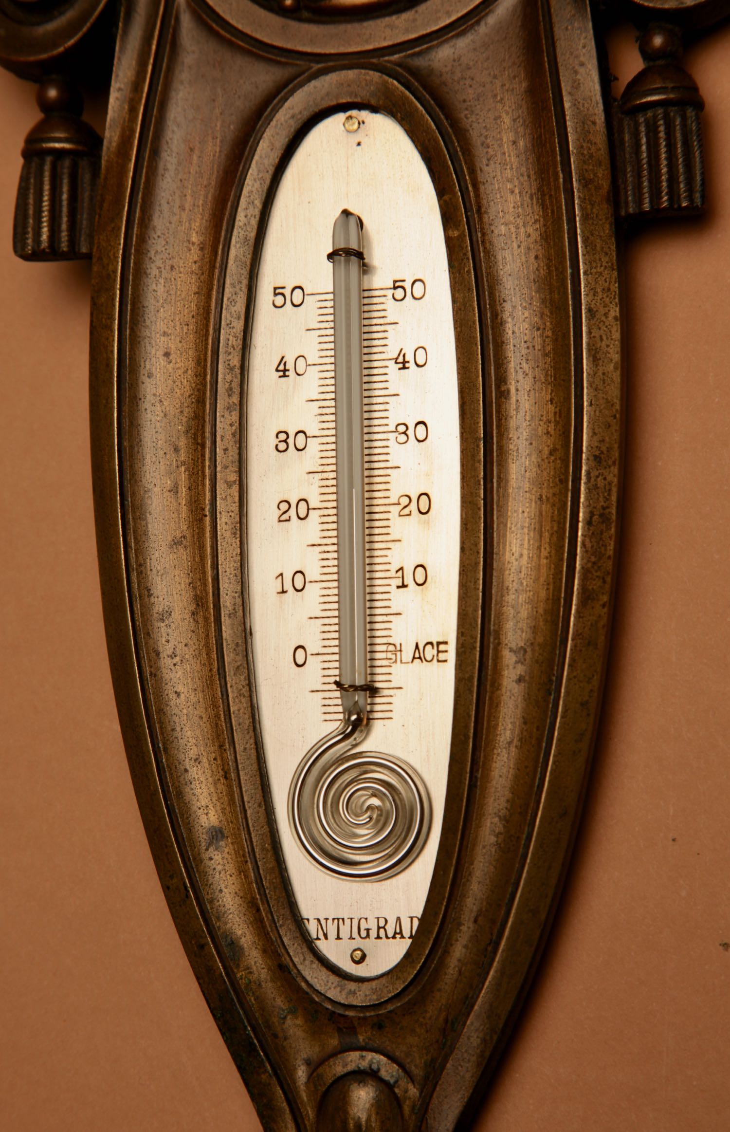 Art Deco Bronze Very Stylish Thermometer. Antique Collectibles 4